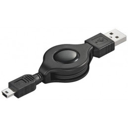 USB Anschlusskabel A-5pol. Mini, ausziehbar, auf Spule, 0.8m