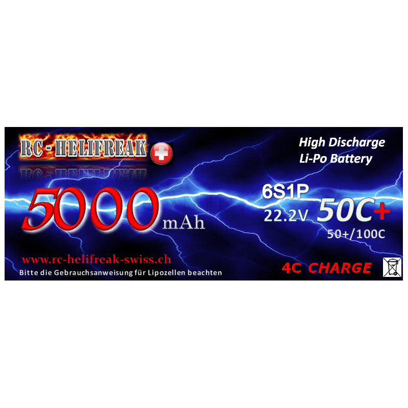 RC-HELIFREAK-LIPO 5000mAh 6S 50C+