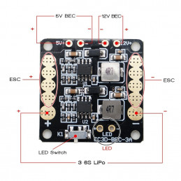 ZMR CC3D Distribution Board BEC 5V 12V LED Switch PCB