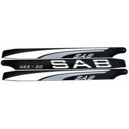 SAB Blackline 3D 3-BLATT CFK Hauptrotorblätter 465mm - Silber